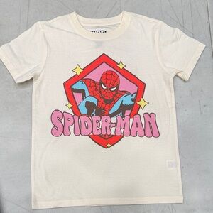 Spiderman Kids T-Shirt in Cream with Red and Pink Graphic
